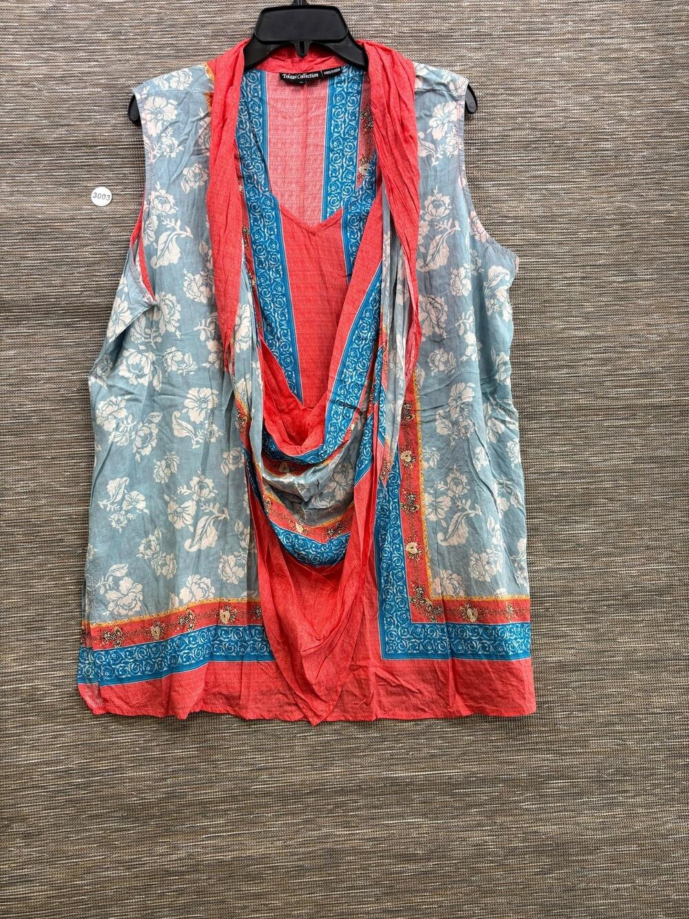 Tolani Collection Vest Womens 1X Multicolor Floral Modal Kimono Open Front Boho